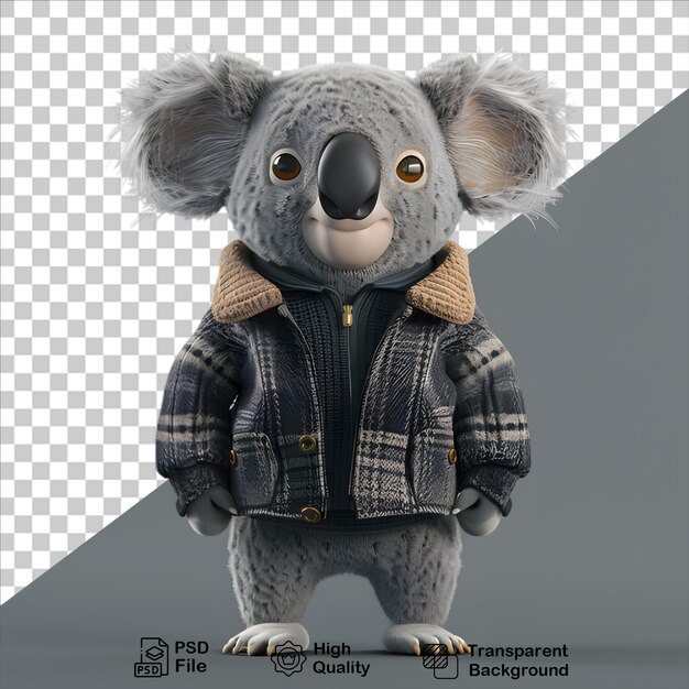 3d koala character isolated on transparent background include png file