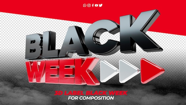 3d label black week for marketing campaigns in brazil