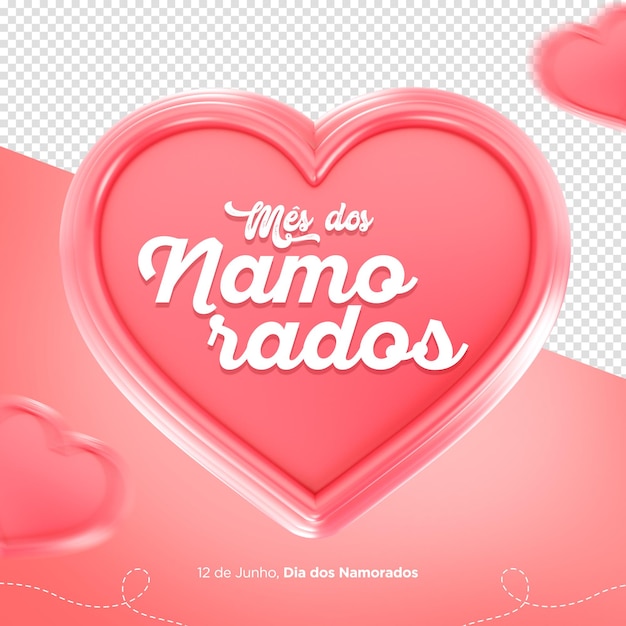 3d label for dia dos namorados in brazil celebration with text editable