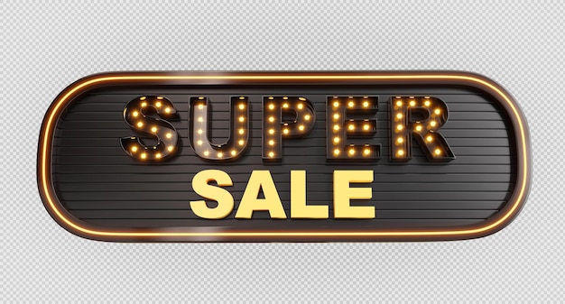 3d label super sale with lights bulb