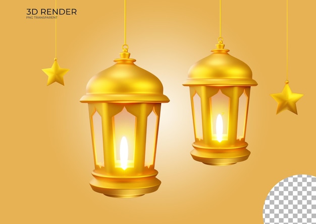 3d lamp element icon islamic drum in ramadan and eid mubarak event