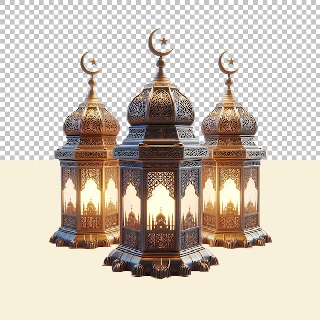 3d Lantern isolated on transparent background