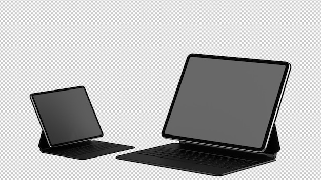 3D laptop with blank screen PNG