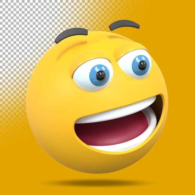 3d laughing emoji. Three dimensional render illustration.