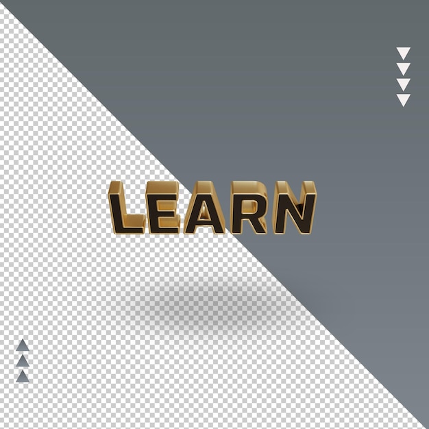 3d Learn black gold icon rendering Top view