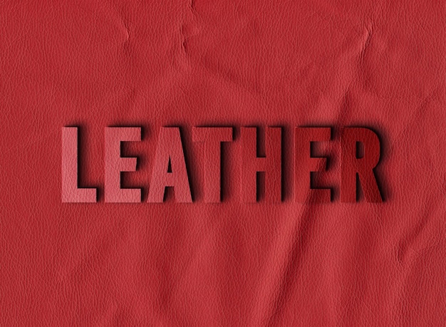 3d leather text mockup psd for company on leather background