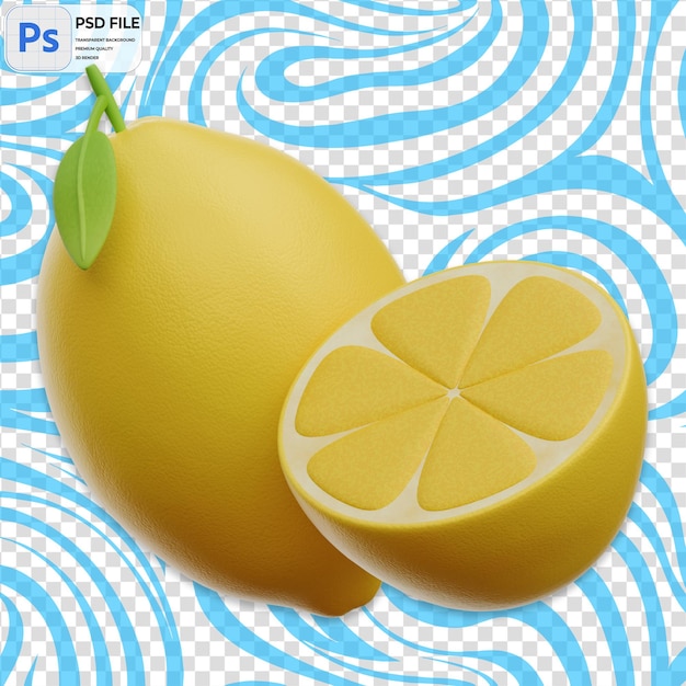 3D Lemon Icon Isolated PNG Illustration PSD Template