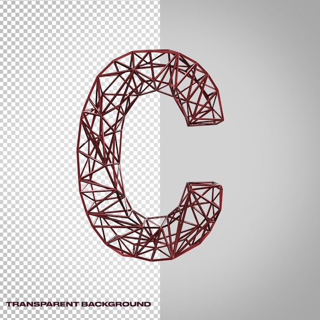 3D letter C in metallic style