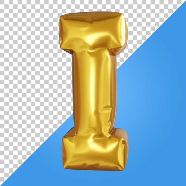 3d letter i golden balloon