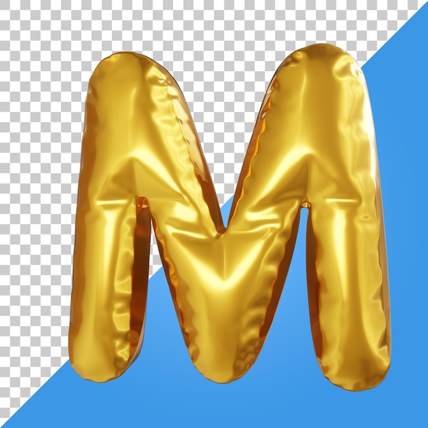 3d letter m golden balloon