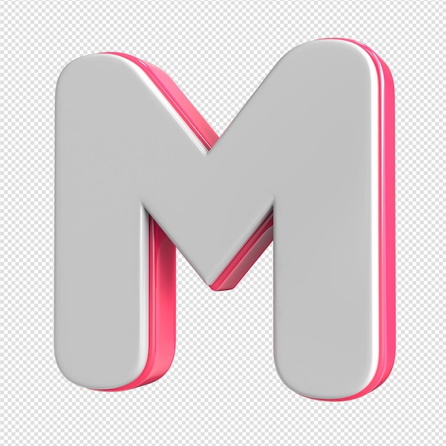 PSD a 3d letter m with a pink and white gradient.