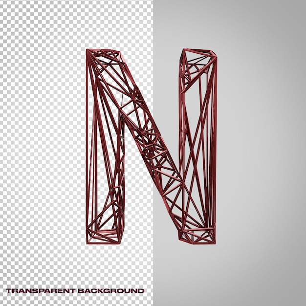 3D letter N in metallic style