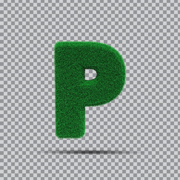 3d letter p from grass green