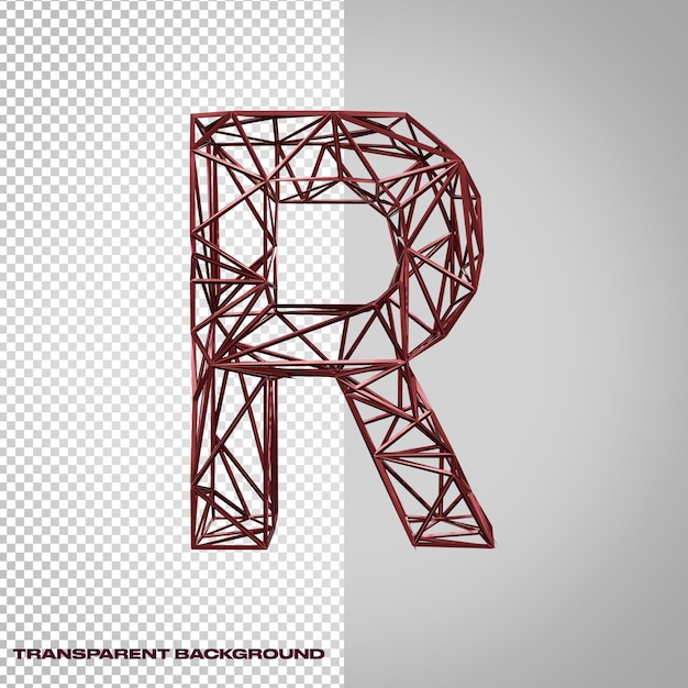 PSD 3d letter r in metallic style