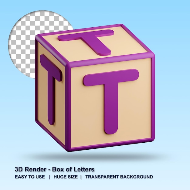 3d Letter T Illustration With Transparent Background