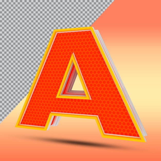 3D Letters A Effect Style Color Orange