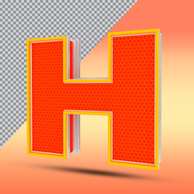 3D Letters H Effect Style Color Orange