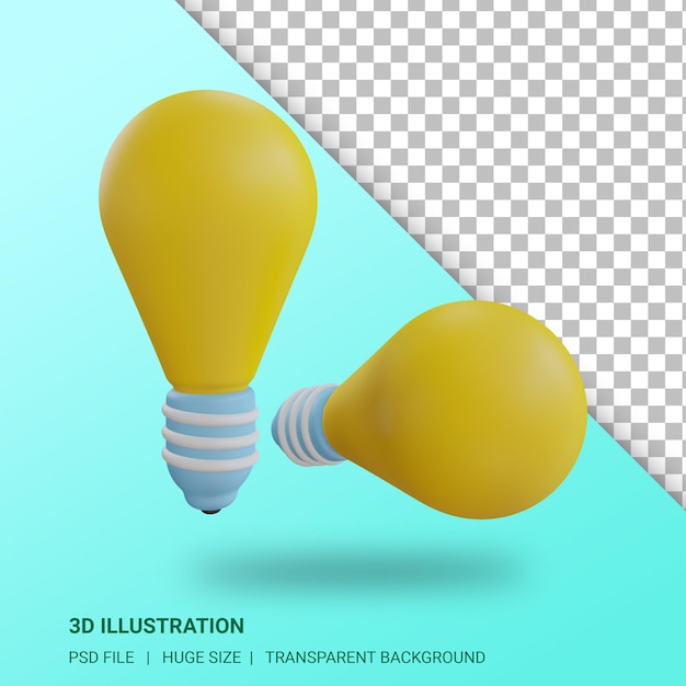 3d light bulb illustration with transparent background