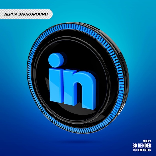 3D Linkedin Logo badge premium