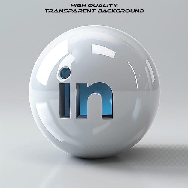 3D LinkedIn logo on transparent background