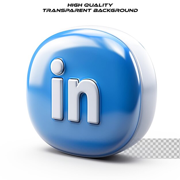 3D LinkedIn logo on transparent background