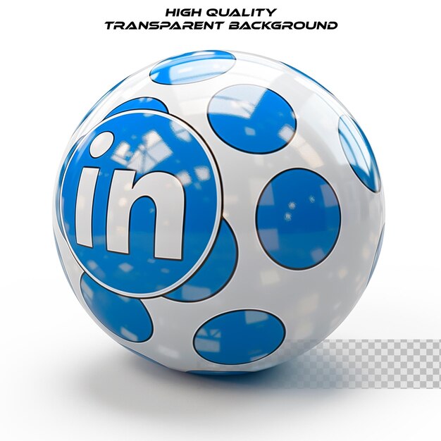 3D LinkedIn logo on transparent background