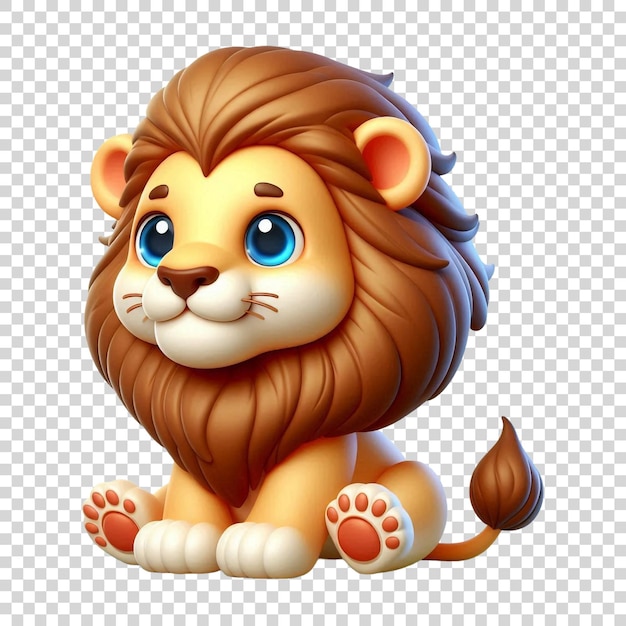 3d Lion cartoon style on a transparent background