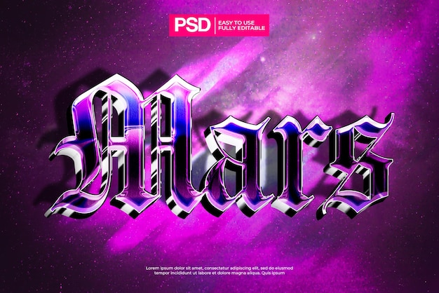 3D liquid chrome editable text effect