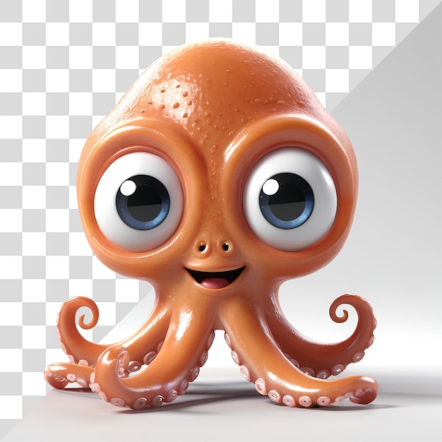 PSD 3d little squid on transparent background