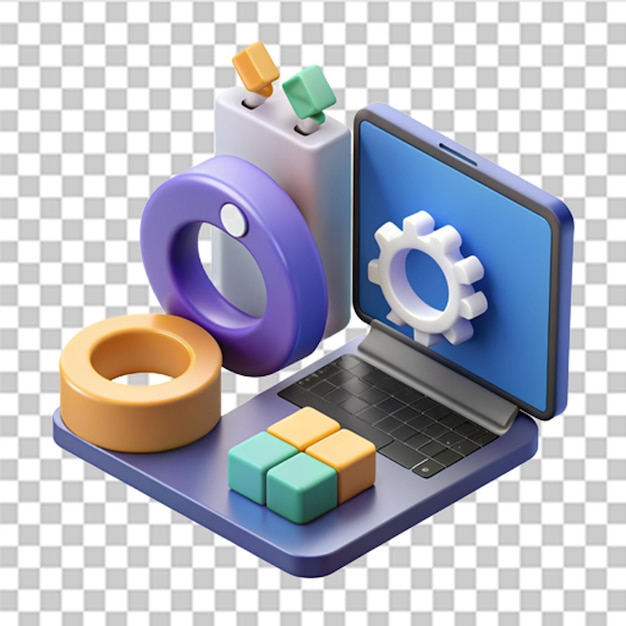 PSD 3d loading illustration system software update and upgrade concept trendy and modern vector in 3d style