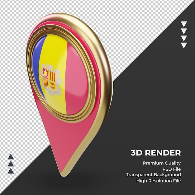 3d location pin Andorra flag rendering right view