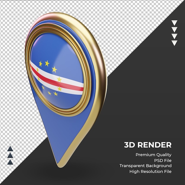 3d location pin Cape Verde flag rendering right view