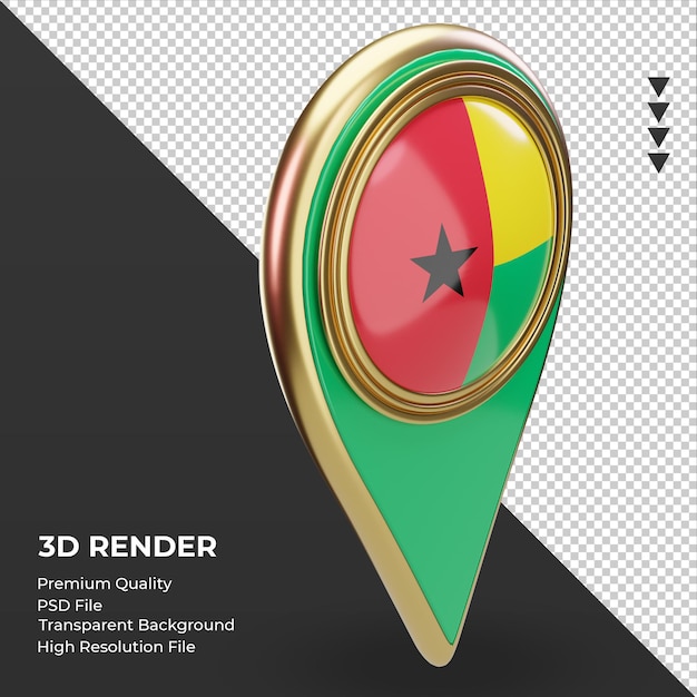 3d location pin Guinea flag rendering left view