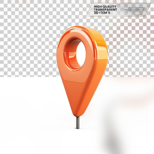 3D Location Pin Icon A Pin Shaped Icon Representing Location on Transparent Background