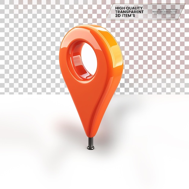 3D Location Pin Icon A Pin Shaped Icon Representing Location on Transparent Background