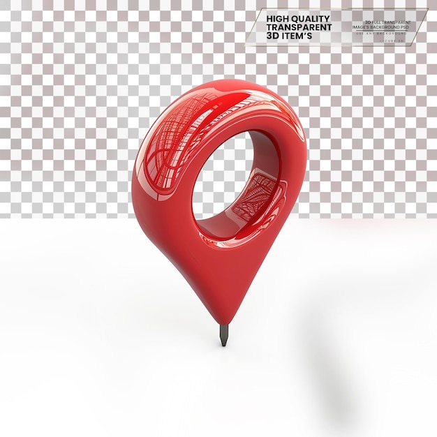 PSD 3d location pin icon a pin shaped icon representing location on transparent background