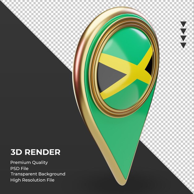 3d location pin Jamaica flag rendering left view