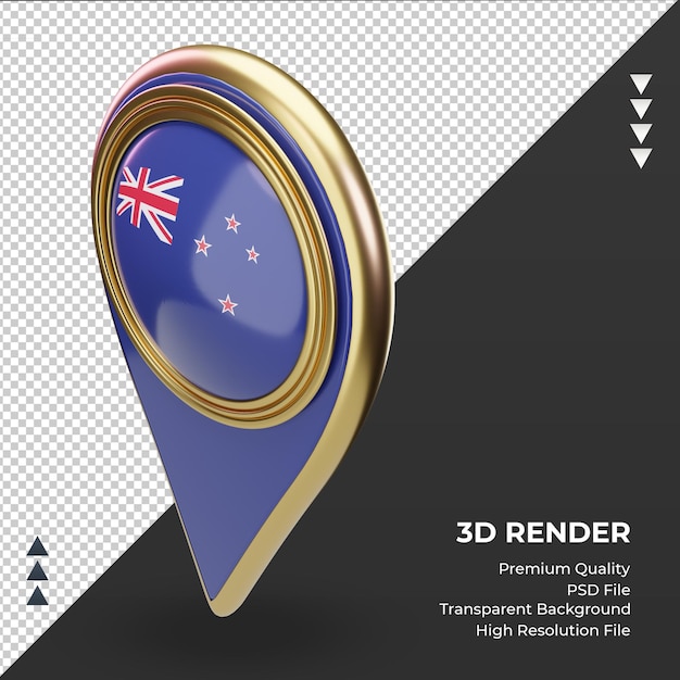 3d location pin New Zealand flag rendering right view