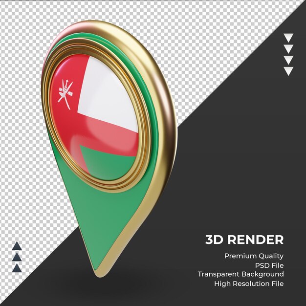 3d location pin Oman flag rendering right view