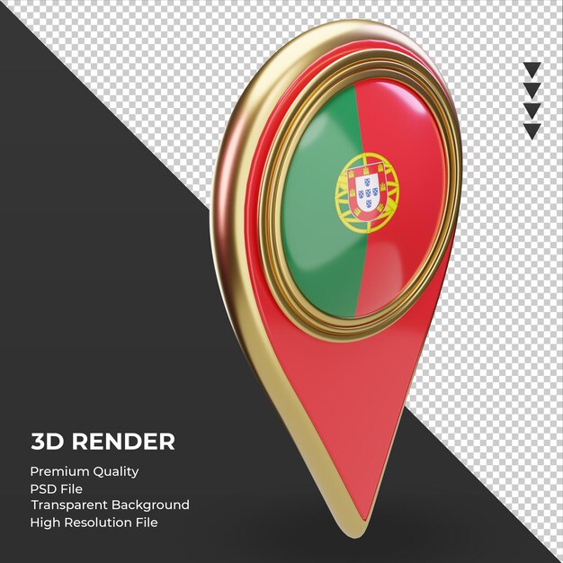 PSD 3d location pin portugal flag rendering left view