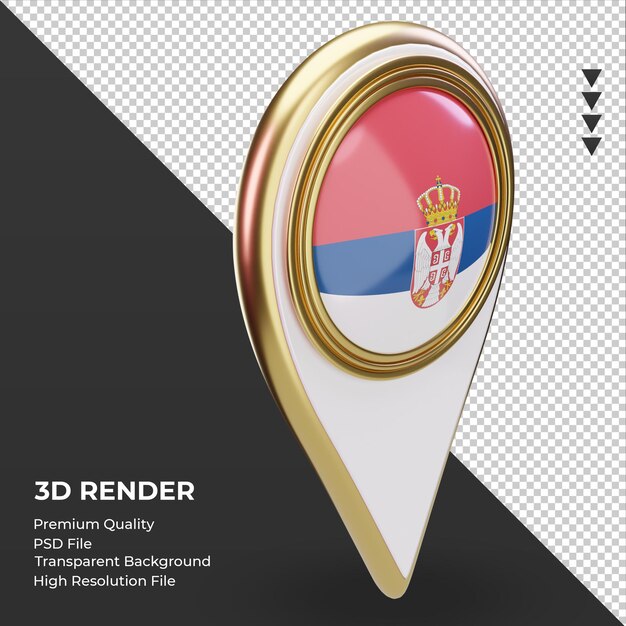 3d location pin Serbia flag rendering left view