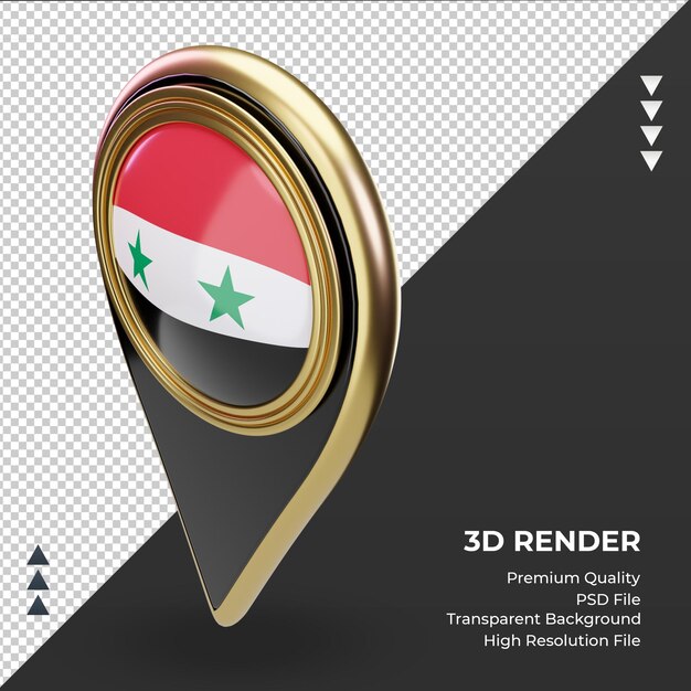 3d location pin Syria flag rendering right view