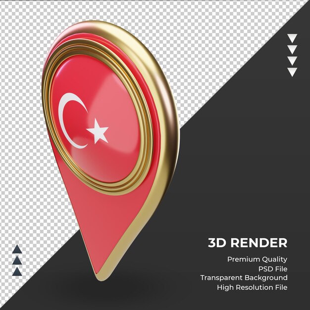 3d location pin Turkey flag rendering right view