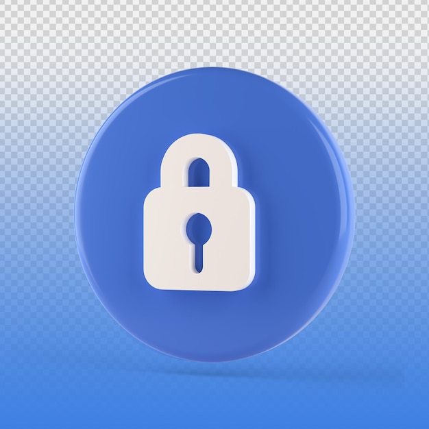 3d Lock padlock secure render icon