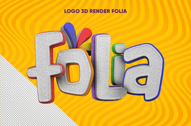 3d logo Folia for carnival in brazil