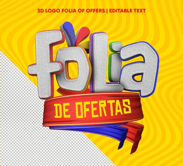 3d logo Folia of offers with editable text