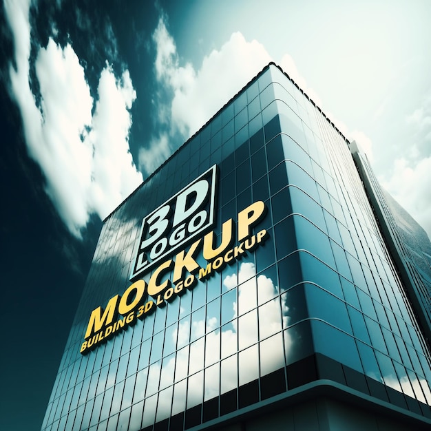 3d logo mockup building