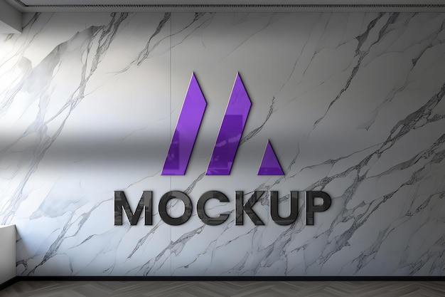 3d logo mockup on marble wall