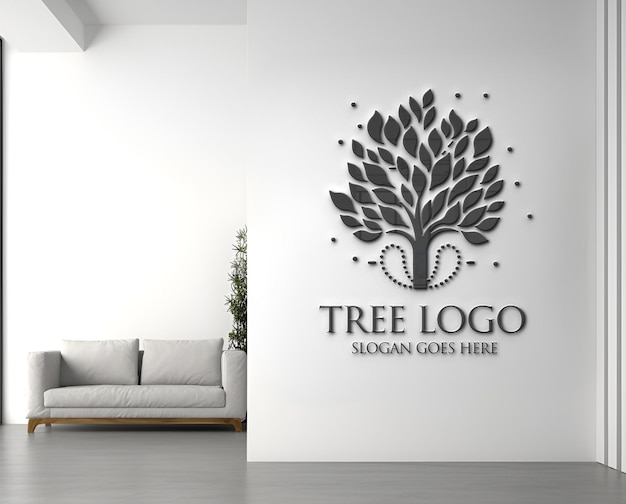 3d logo mockup office wall branding display background