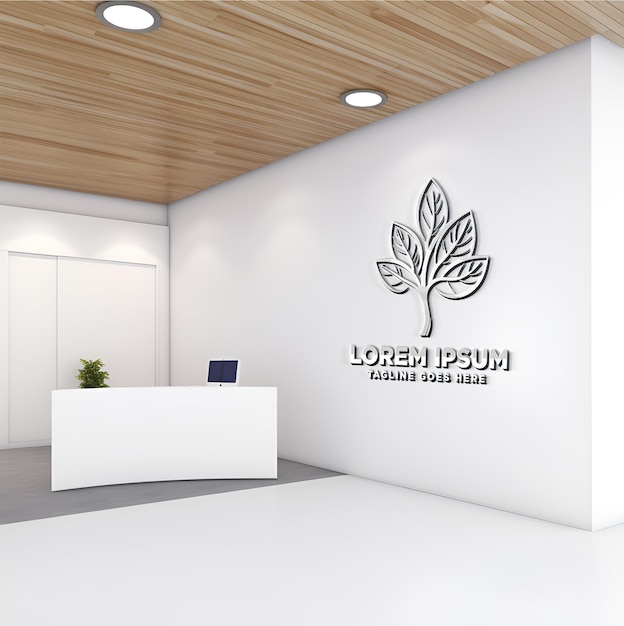 3d logo mockup office wall branding display background